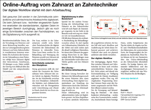 Online-Auftrag vom Zahnarzt an Zahntechniker