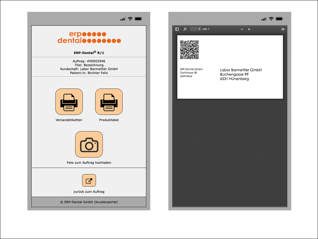App auf Ihrem Mobile (Adressetikette)