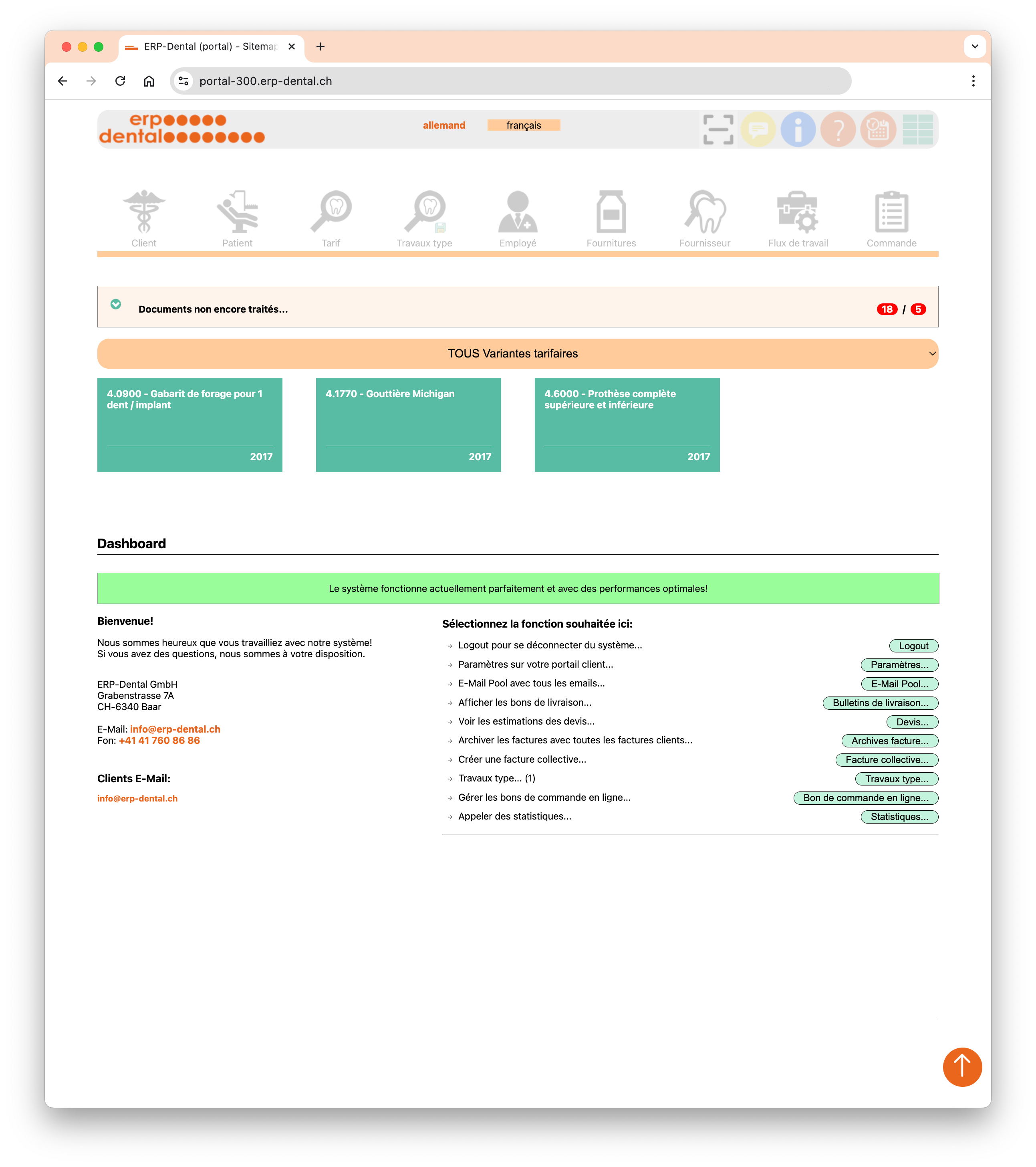 Sélectionner le set tarifaire souhaité