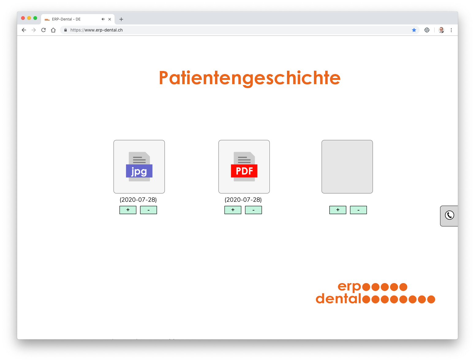 Dokumente zur Patientengeschichte